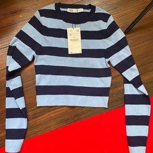 Zara Cropped Striped Knit Size M W TAGS